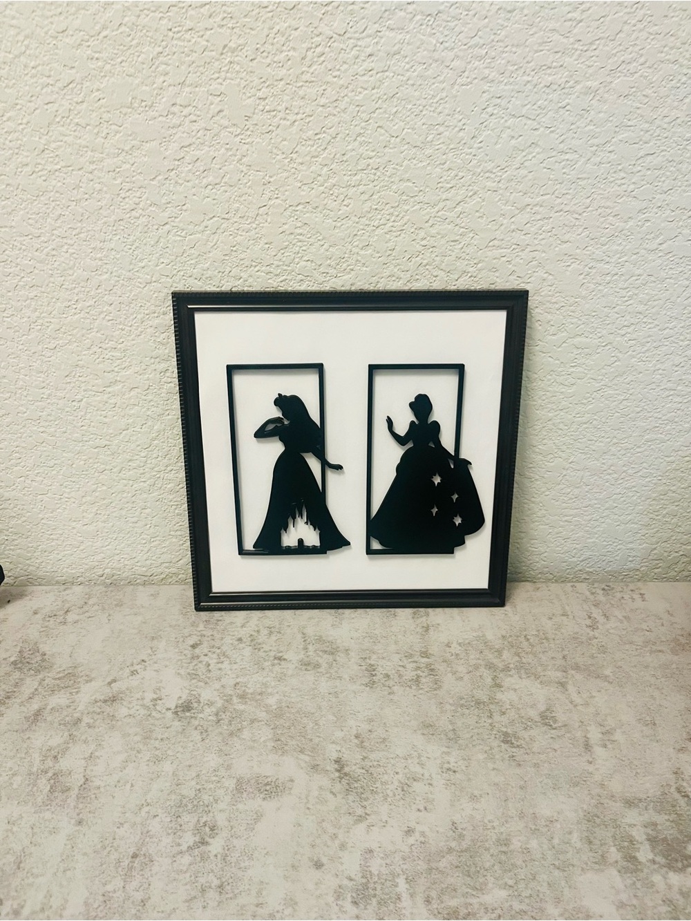 Black Silhouette Princess Wall Art - Framed Home Wall Decor